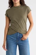 Sanctuary Cap Sleeve Ribbed Crossover T-Shirt