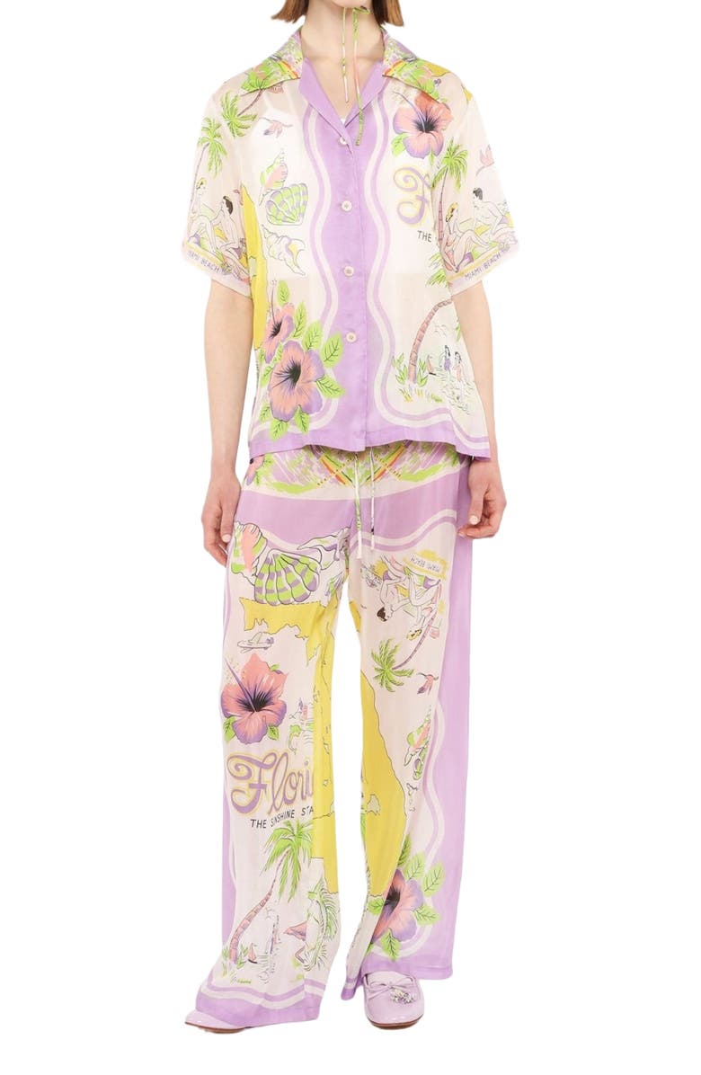 Anna Sui Florida Silk Voile Pajama Pants, Main, color, 