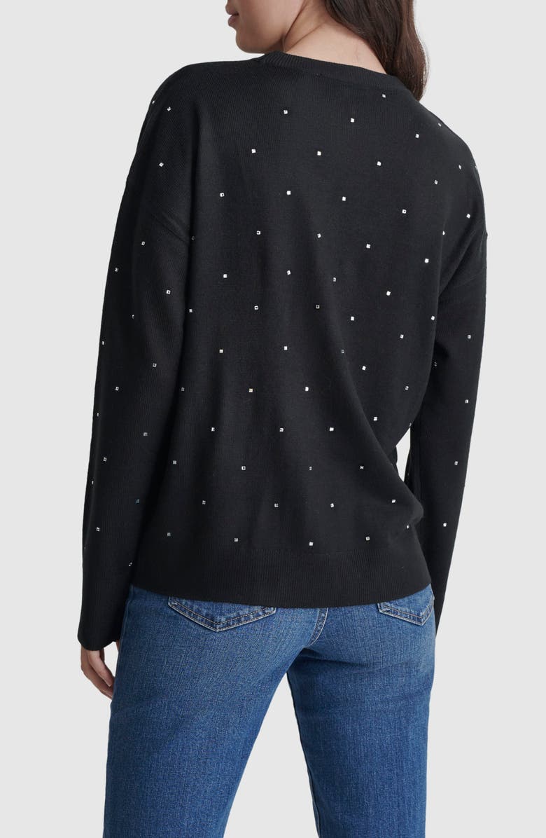 DKNY Jeans Hotfix Rhinestone Crewneck Sweater, Alternate, color, 