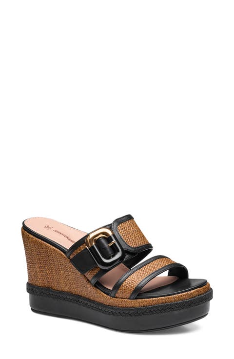 Addison Buckle Platform Wedge Slide Sandal (Women)