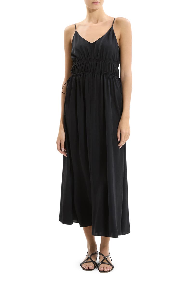 Smocked Sleeveless Midi Dress, Main, color, BLACK