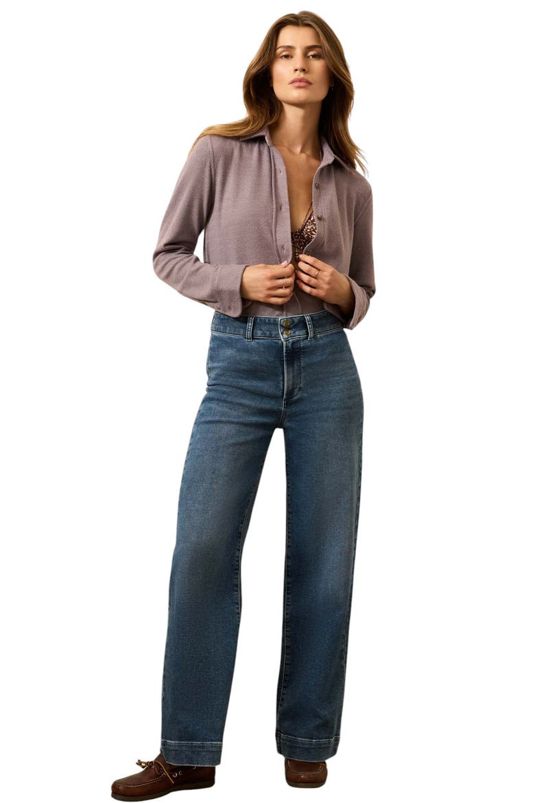 Stretch Terry Wide Leg Sailor Trousers, Alternate, color, BAYSHORE WASH
