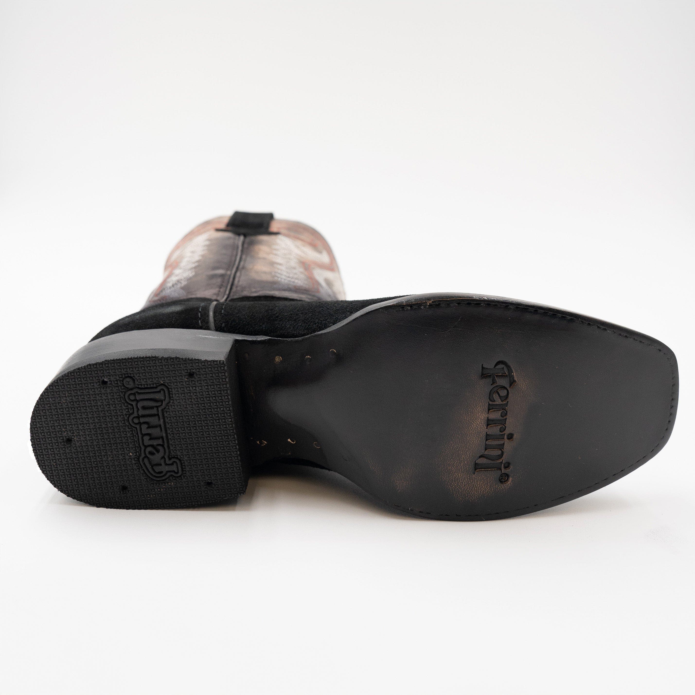 Ferrini Men's Suede Roughrider Western Boot, Alternate, color, Black