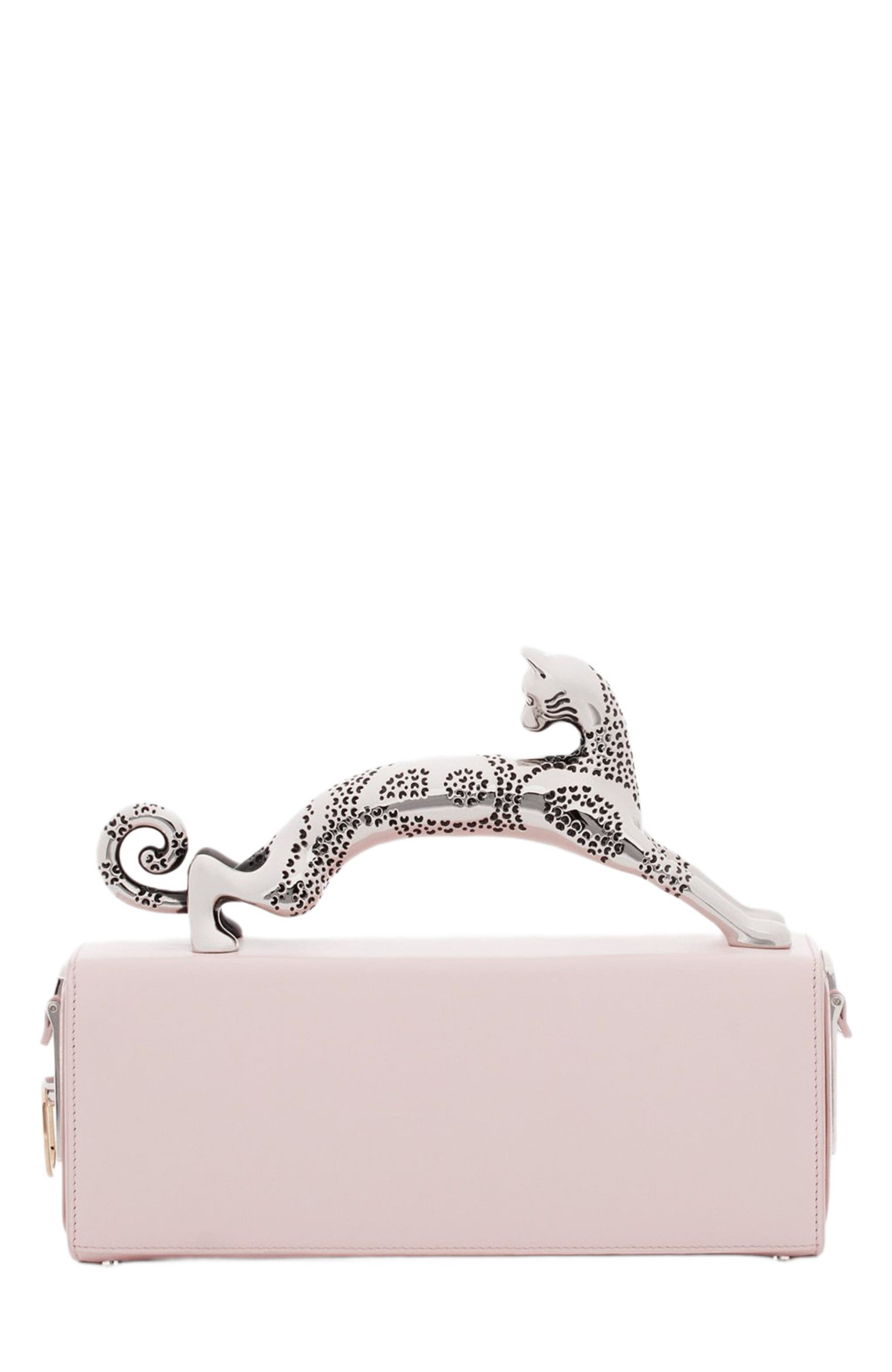 Lanvin Medium Leather Pencil Cat Bag, Alternate, color, 