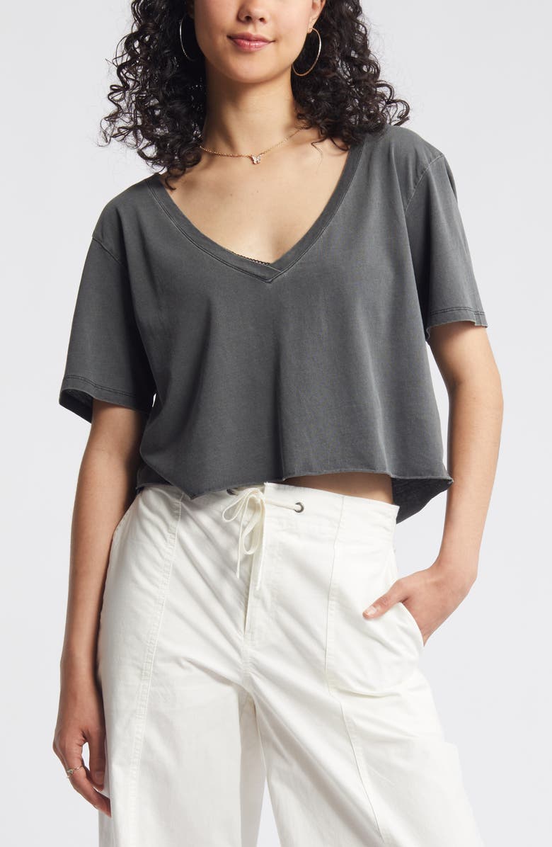 BP. Washed V-Neck Crop T-Shirt, Main, color, 