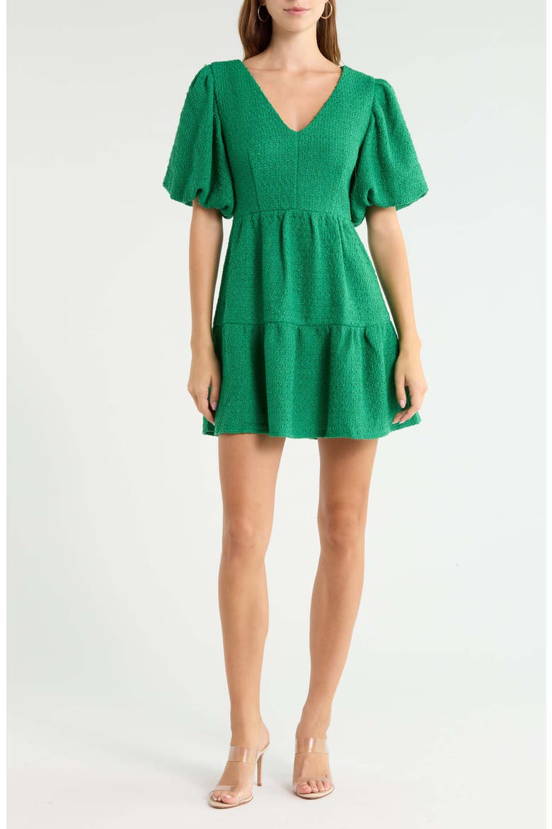 Trista Tweed Tiered Minidress, Main, color, KELLY-GREEN