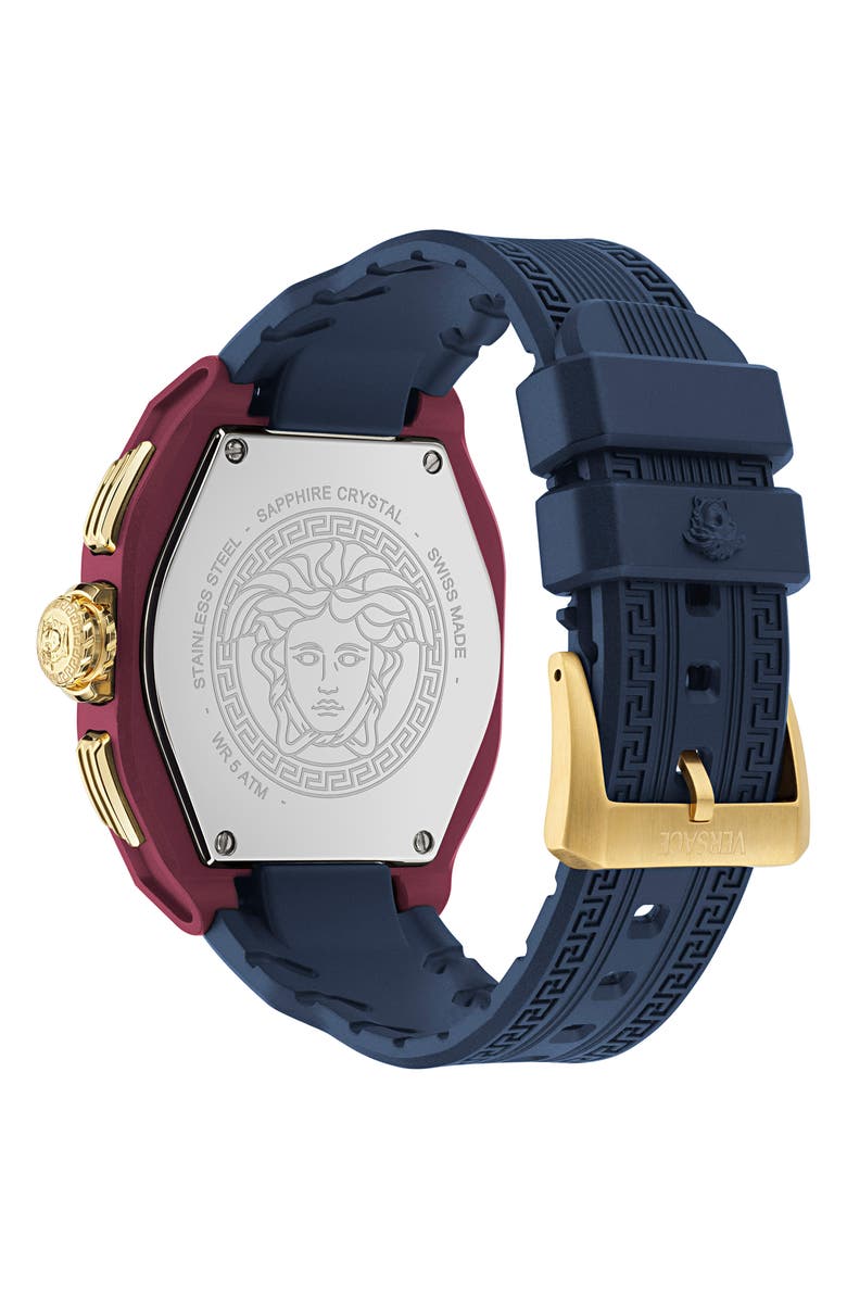 Versace V-Legend Chronograph Ceramic Strap Watch, 44mm, Alternate, color, Burgundy/ Navy