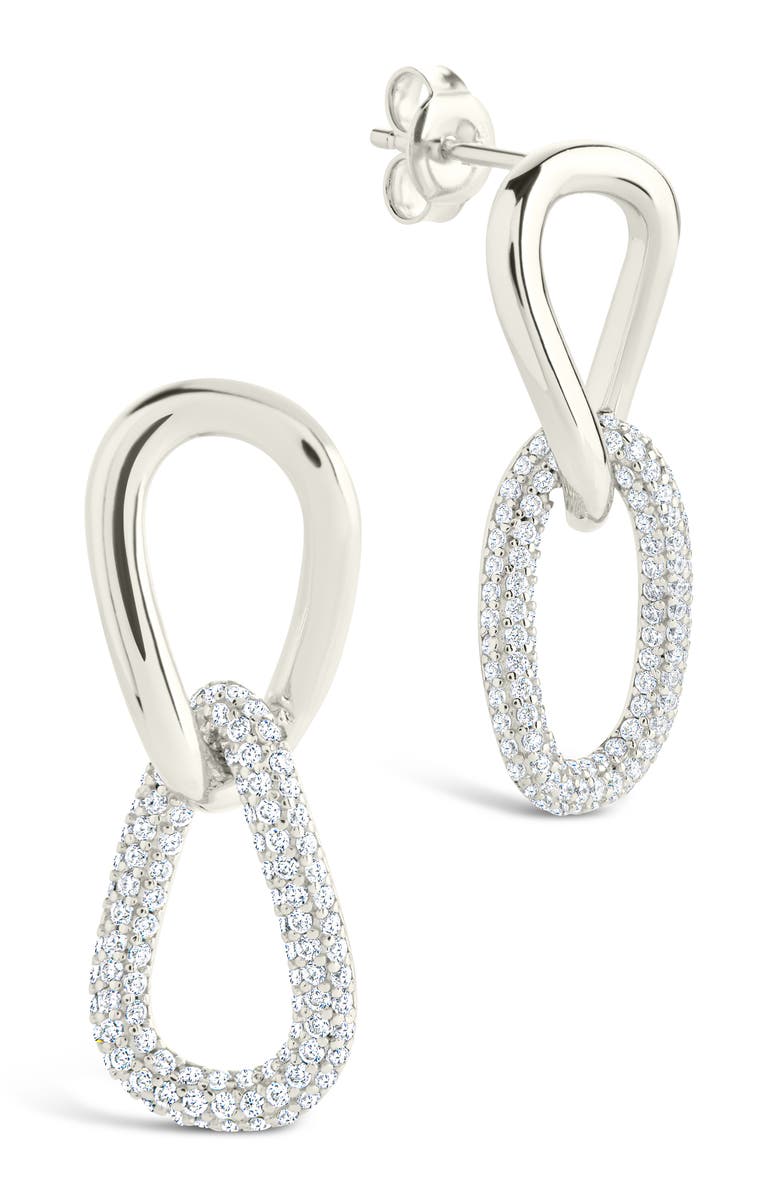 Sterling Forever Taissa Cubic Zirconia Chain Drop Earrings, Main, color, Silver