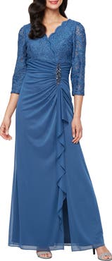 Alex Evenings Sequin Embroidery Empire Waist Gown