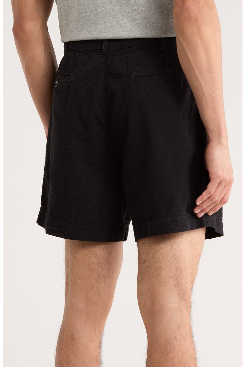 Lightweight Seersucker Cotton Shorts, Alternate, color, BLACK