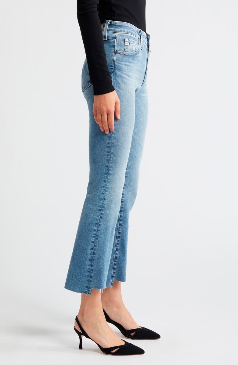 AG Farrah Distressed High Waist Raw Step Hem Bootcut Jeans, Alternate, color, 