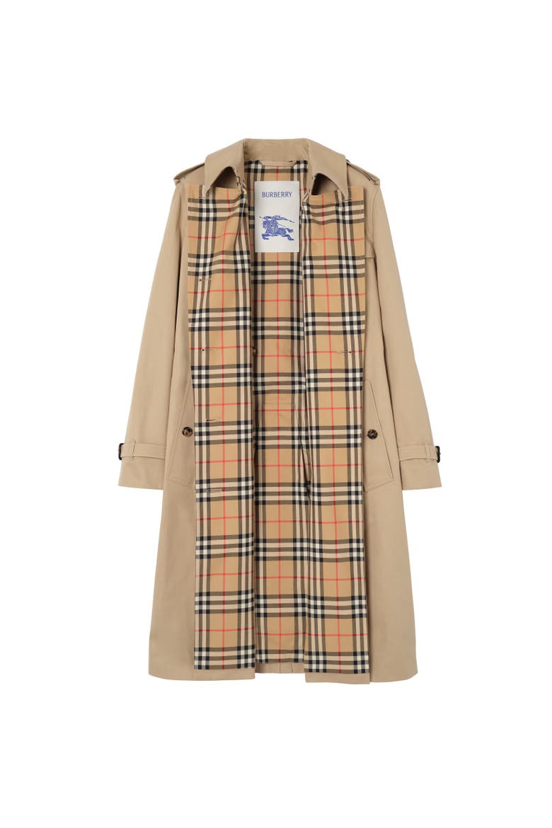 Long Gabardine Lakefield Trench Coat, Alternate, color, Honey beige