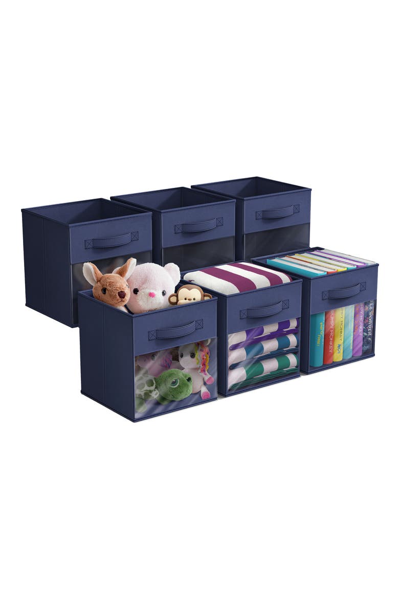 6-Pack Window Storage Cubes, Alternate, color, NAVY BLUE