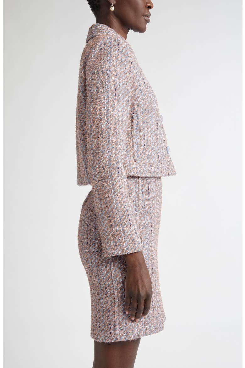 Naomi Crop Tweed Jacket, Alternate, color, PERIWINKLE/ ROSE LUREX MULTI