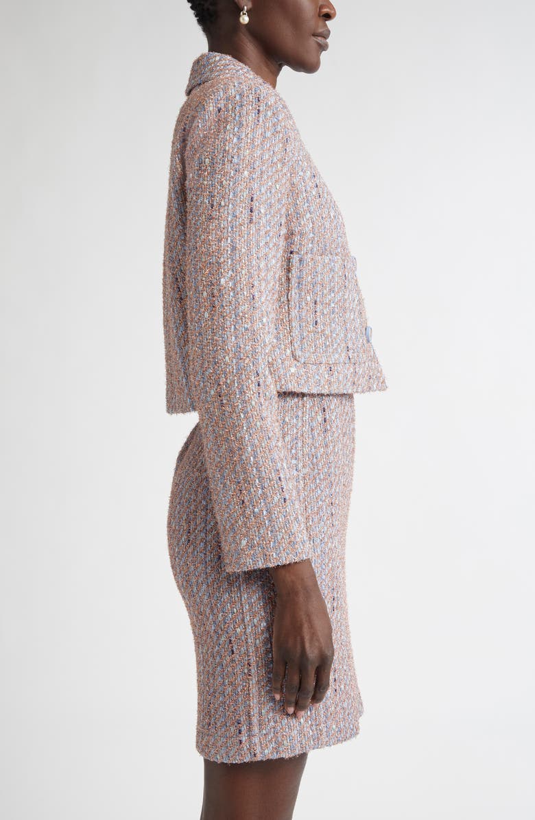 ST. JOHN Naomi Crop Tweed Jacket, Alternate, color, Periwinkle/ Rose Lurex Multi