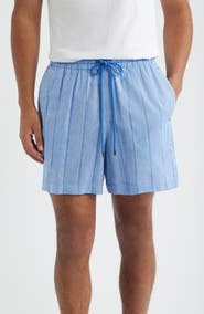 Daniel Buchler Pinstripe Cotton & Linen Pajama Shorts