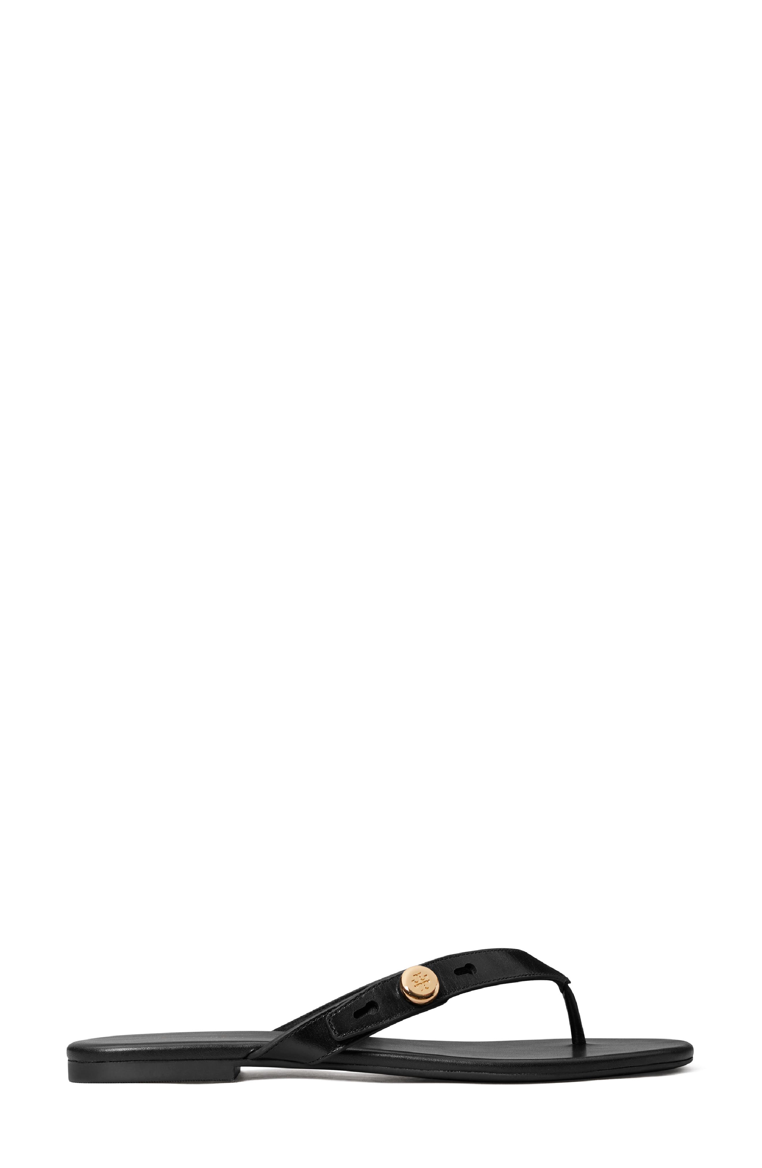 Tory Burch Romy Leather Thong Sandal, Alternate, color, Perfect Black