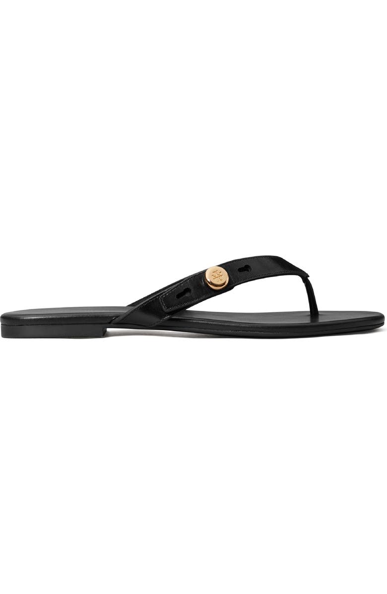 Tory Burch Romy Leather Thong Sandal, Alternate, color, Perfect Black
