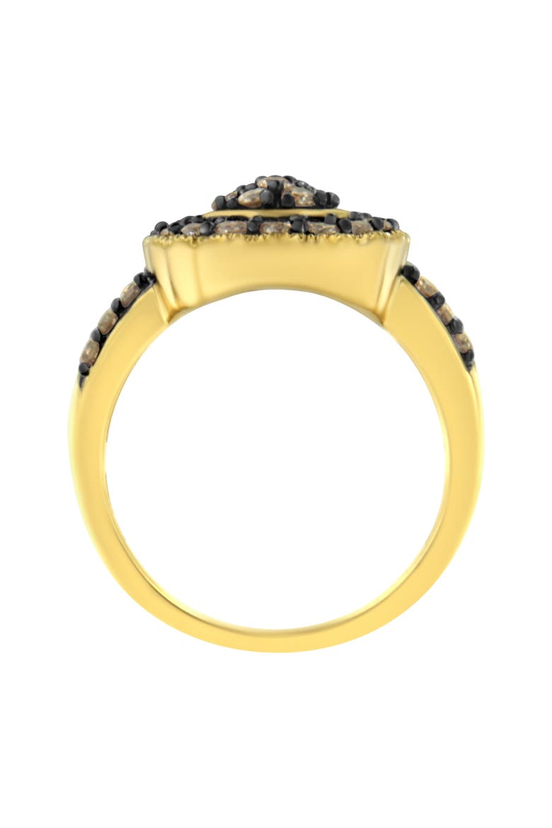 10K Yellow Gold Plated Silver 1 1/8 cttw Diamond Pear Cocktail Ring, Alternate, color, Yellow Gold over Silver