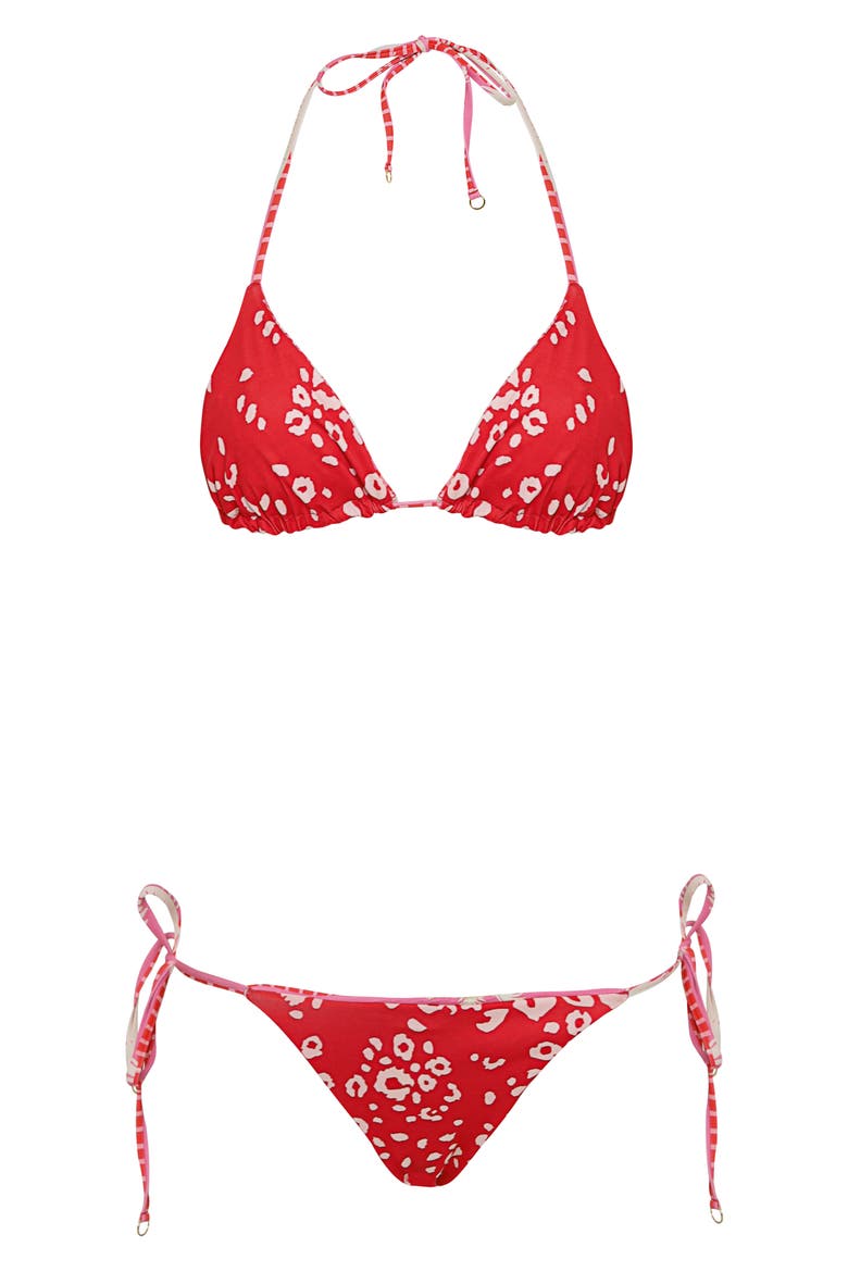 Balmy Triangle Bikini Top, Alternate, color, PINK OVERFLOW