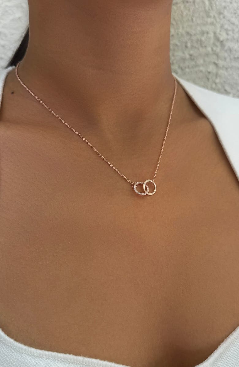 Adornia Cubic Zirconia Interlocking Circle Pendant Necklace, Alternate, color, Pink