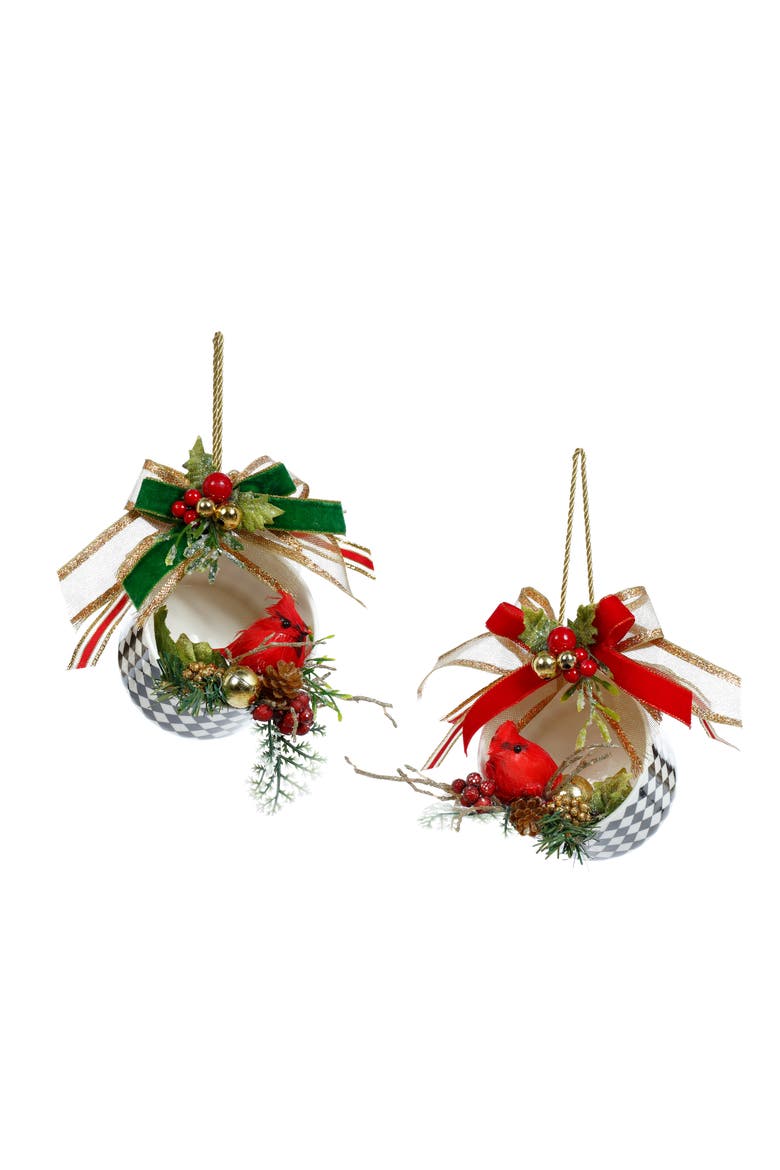 Harlequin Cups Ornament, Set of 2, Main, color, Red