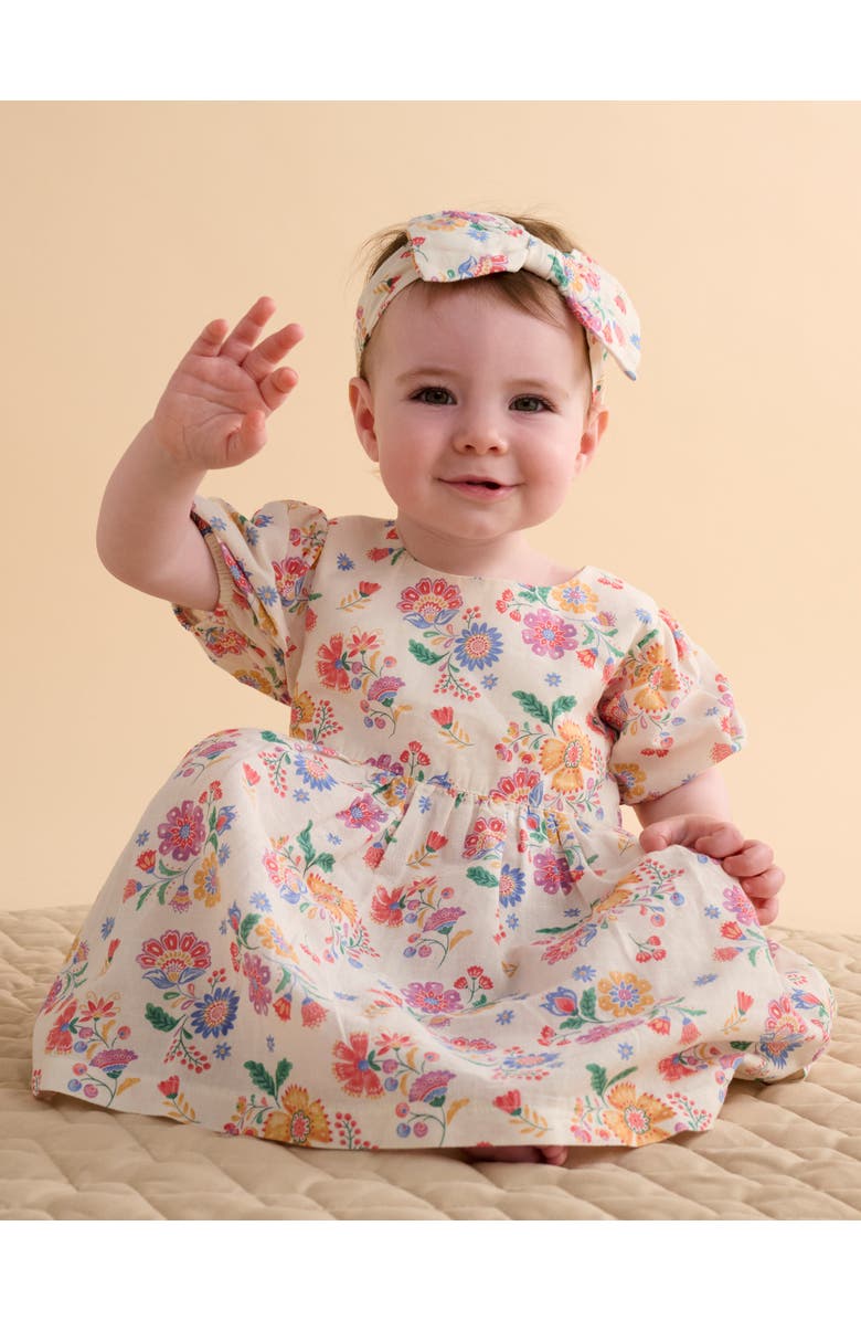 Purebaby Linen Blend Dress and Headband Set, Alternate, color, Mexican Floral