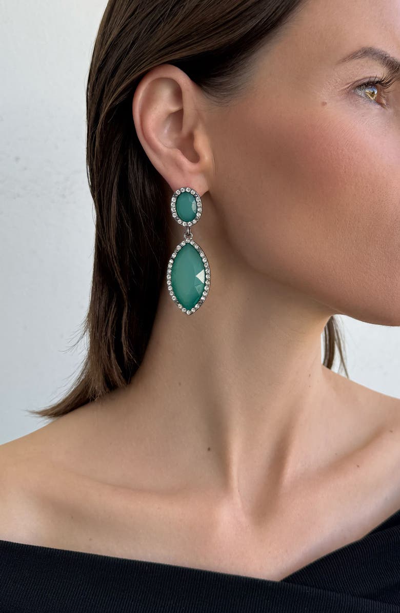 Adornia Crystal Halo Drop Earrings, Alternate, color, Green