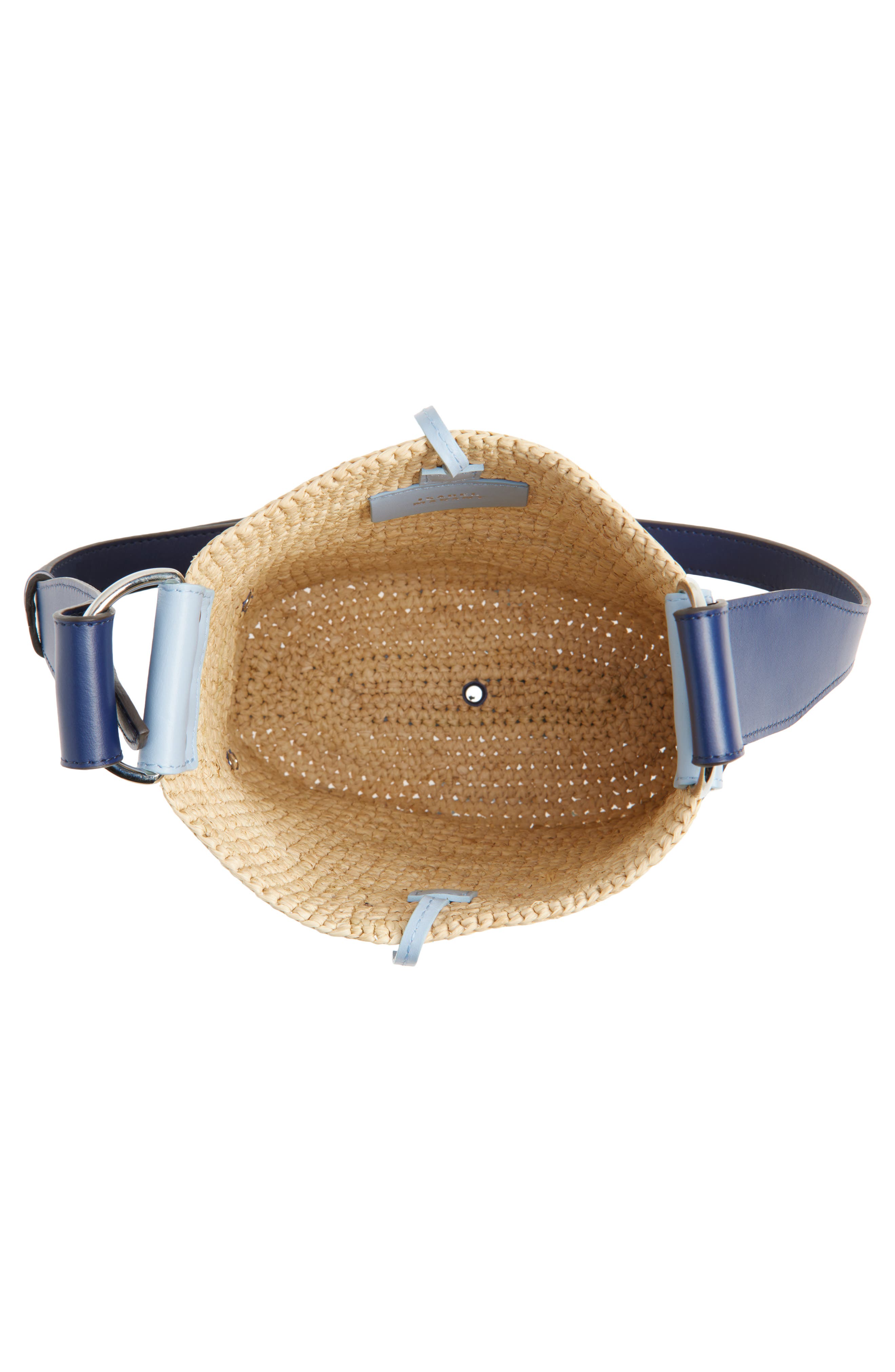 Isabel Marant Mini Bayia Raffia Bucket Bag, Alternate, color, Natural/ Blue