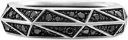 David Yurman Torqued Faceted Band Ring in Sterling Silver with Pavé Black Diamonds