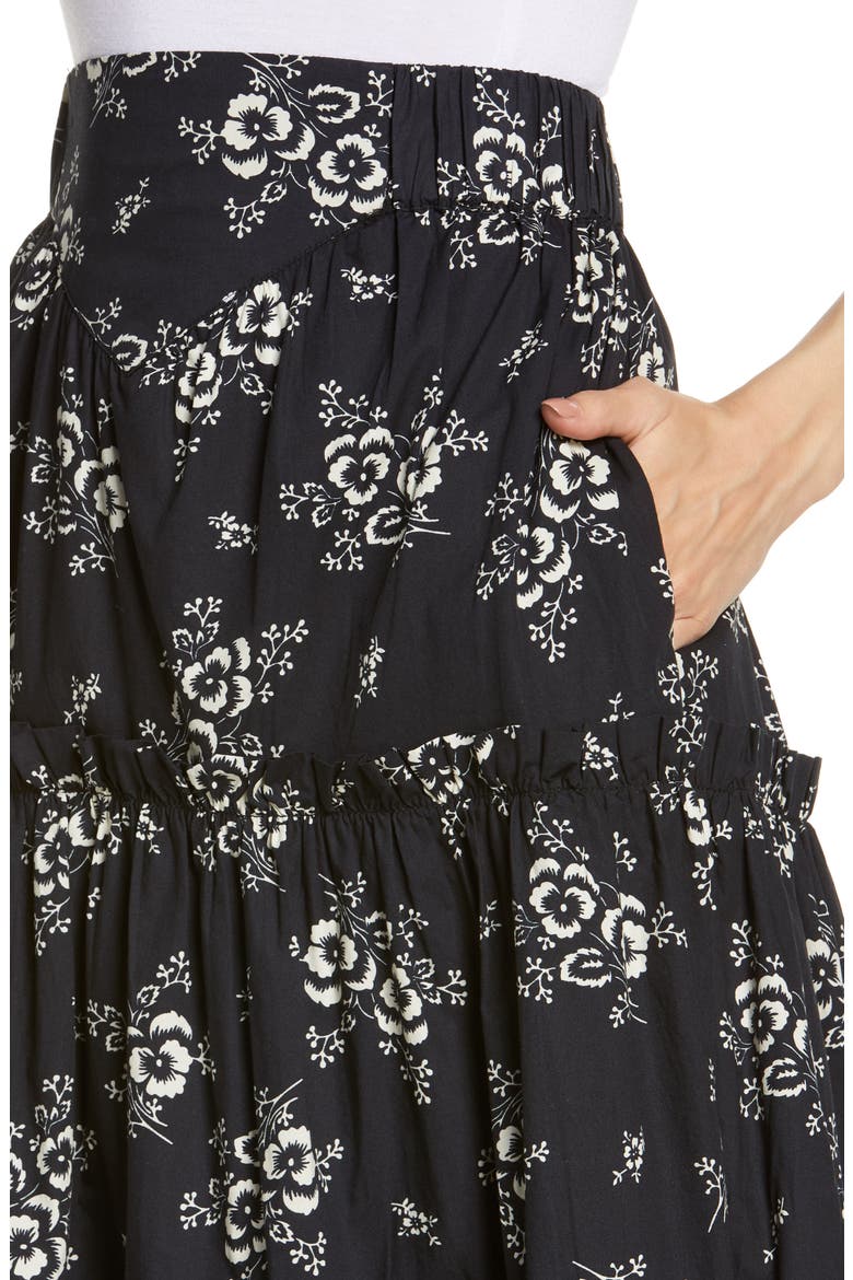 Sea Alessia Print Tiered Skirt, Alternate, color, BLACK