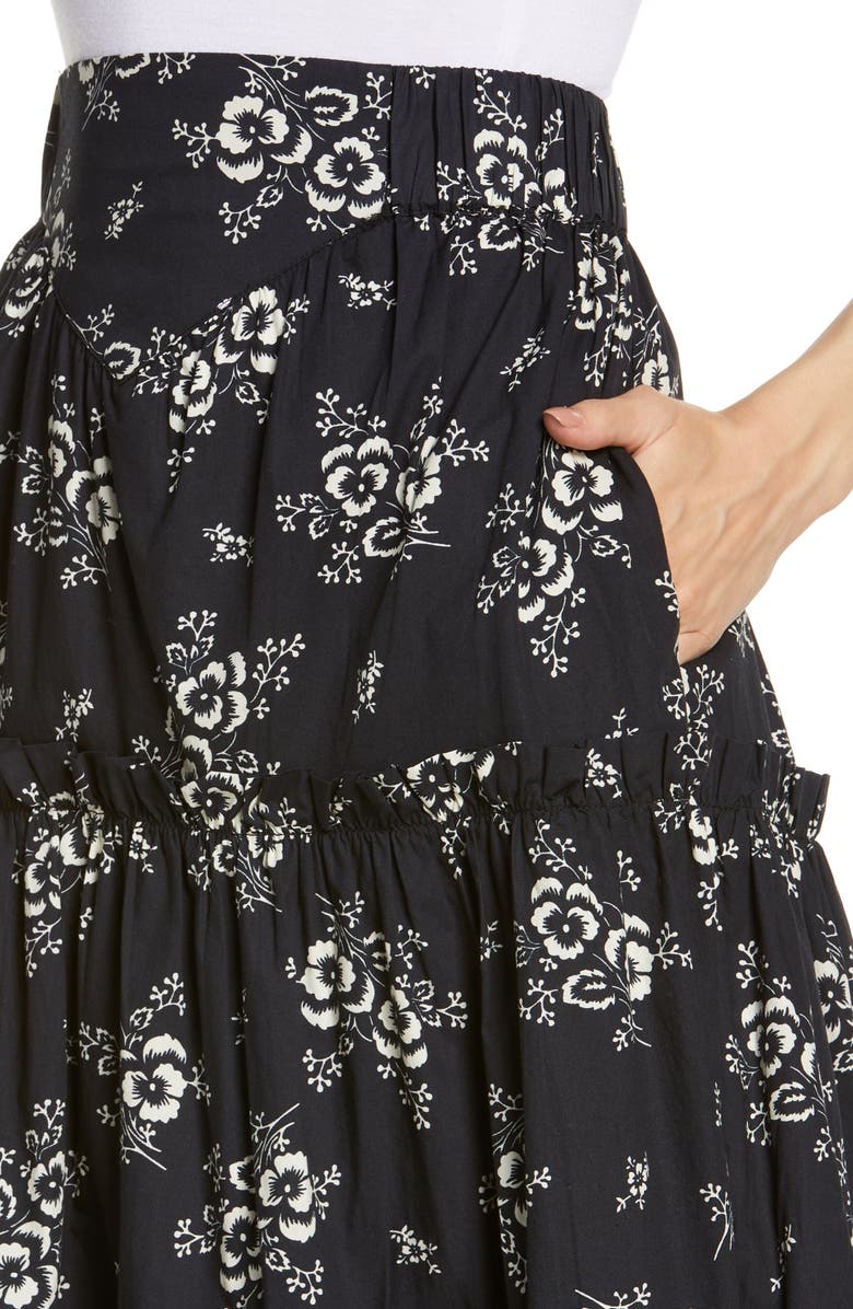 Sea Alessia Print Tiered Skirt, Alternate, color, Black