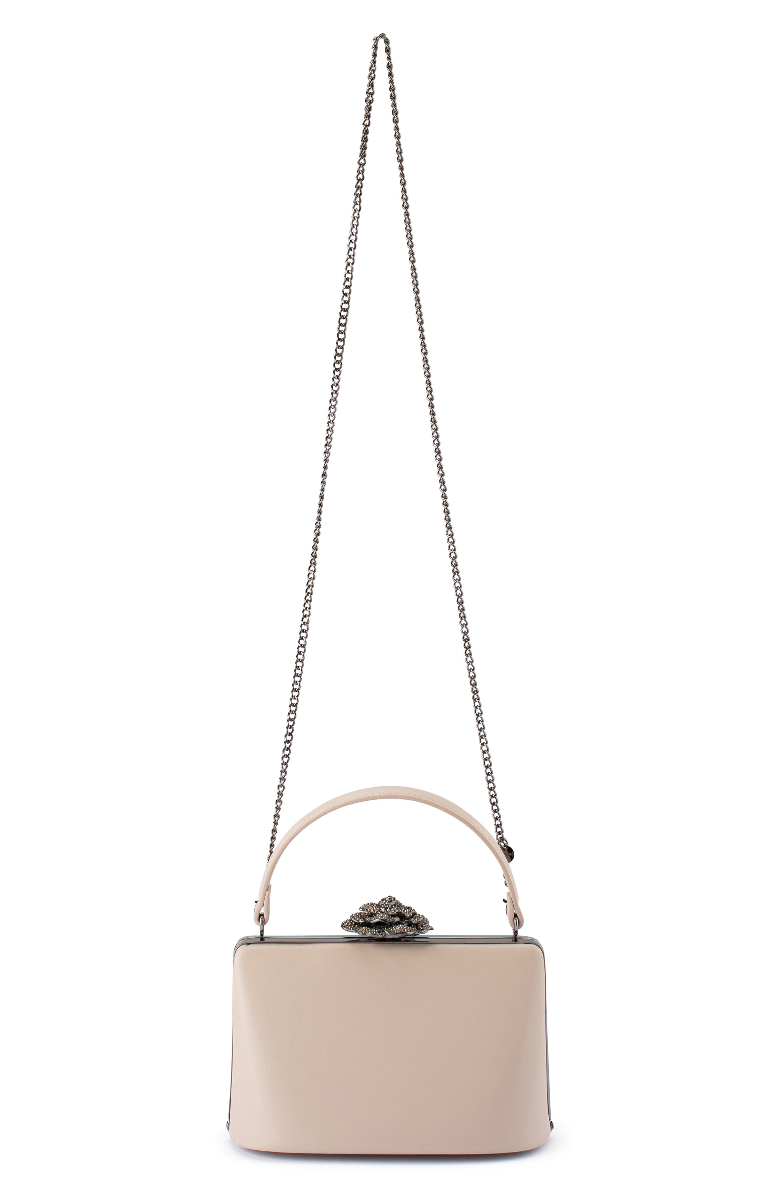 Olga Berg Grace Embellished Frame Top Handle Bag, Alternate, color, Natural