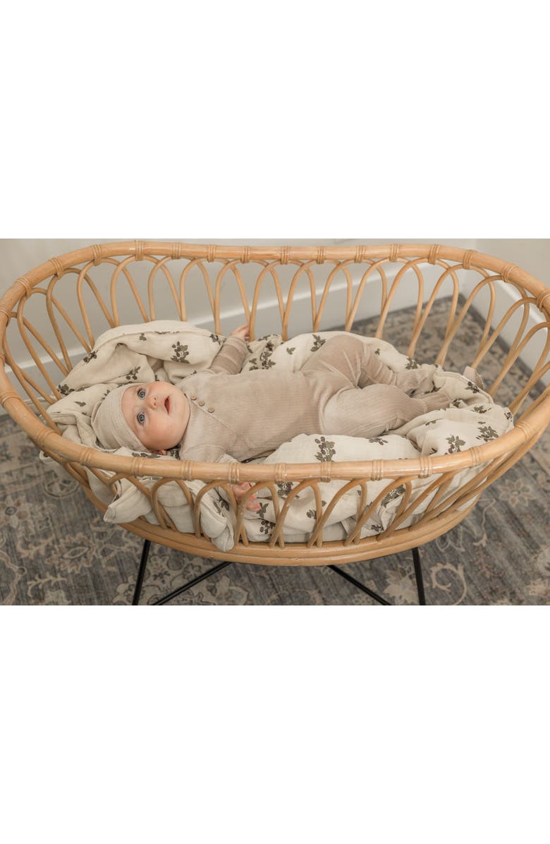 Bebe Bella Velour Romper with Matching Hat, Alternate, color, Taupe