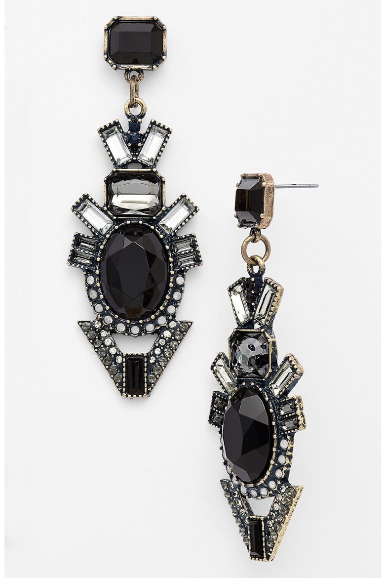 'Deco Drama' Mixed Stone Drop Earrings (Nordstrom Exclusive), Main, color, BLACK MULTI/ BRASS