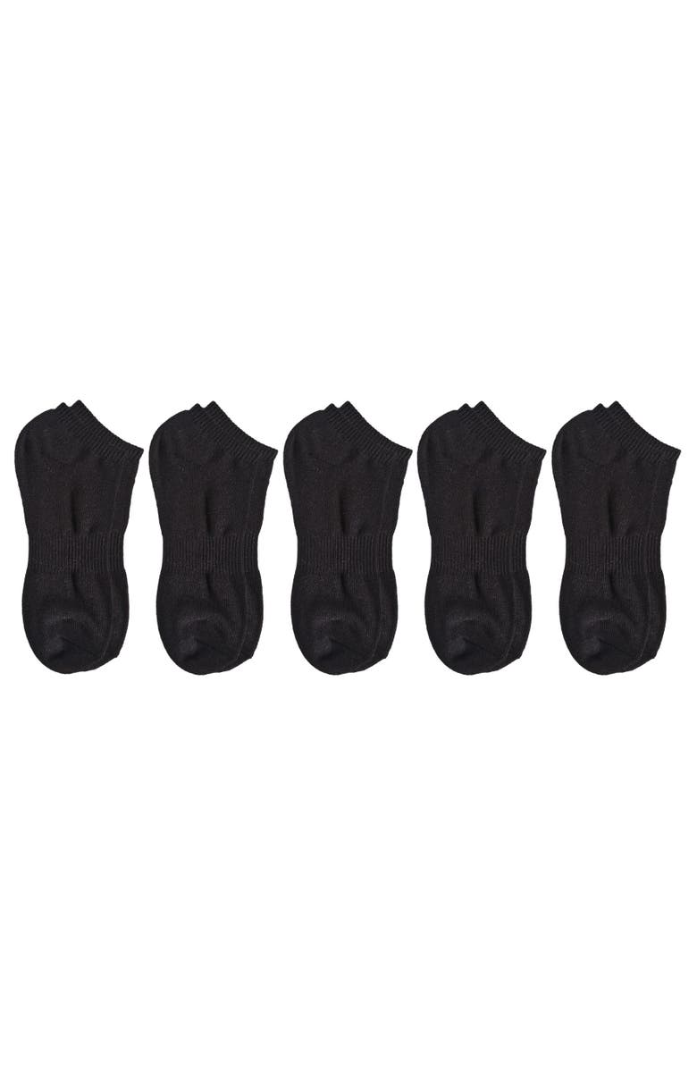 French Connection Organic Cotton Half Cushion Low Cut Sock 5-Pack, Alternate, color, Black