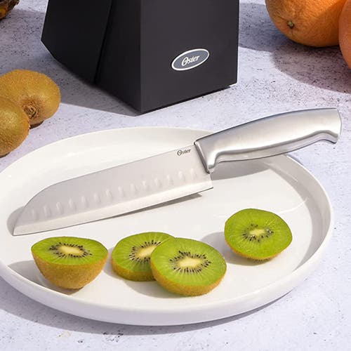 Oster Baldwyn 6.5 Inch High Carbon Stainless Steel Santoku Knife In Silver