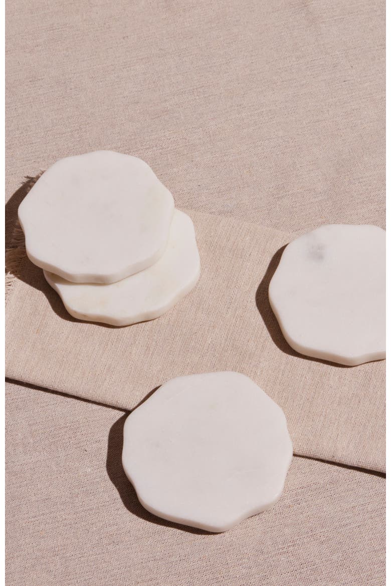 Flor Marble Costers - Set of 4, Alternate, color, White