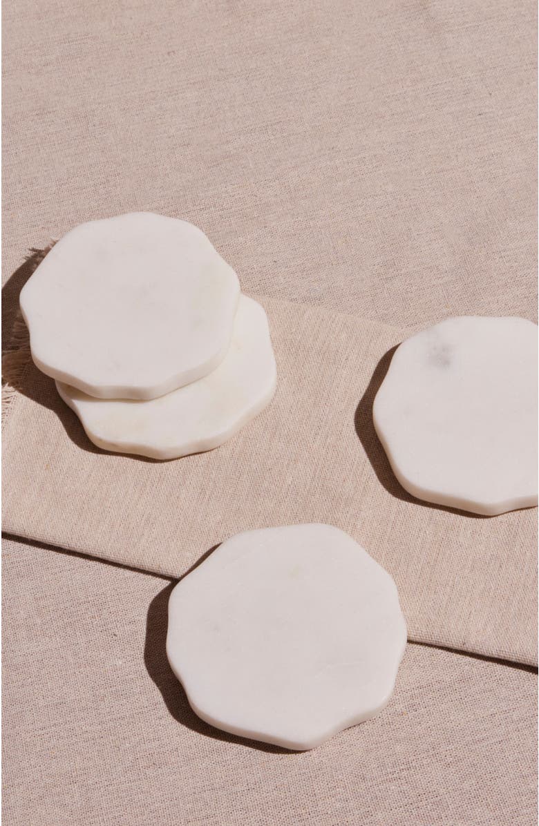 Meso Goods Flor Marble Costers - Set of 4, Alternate, color, White