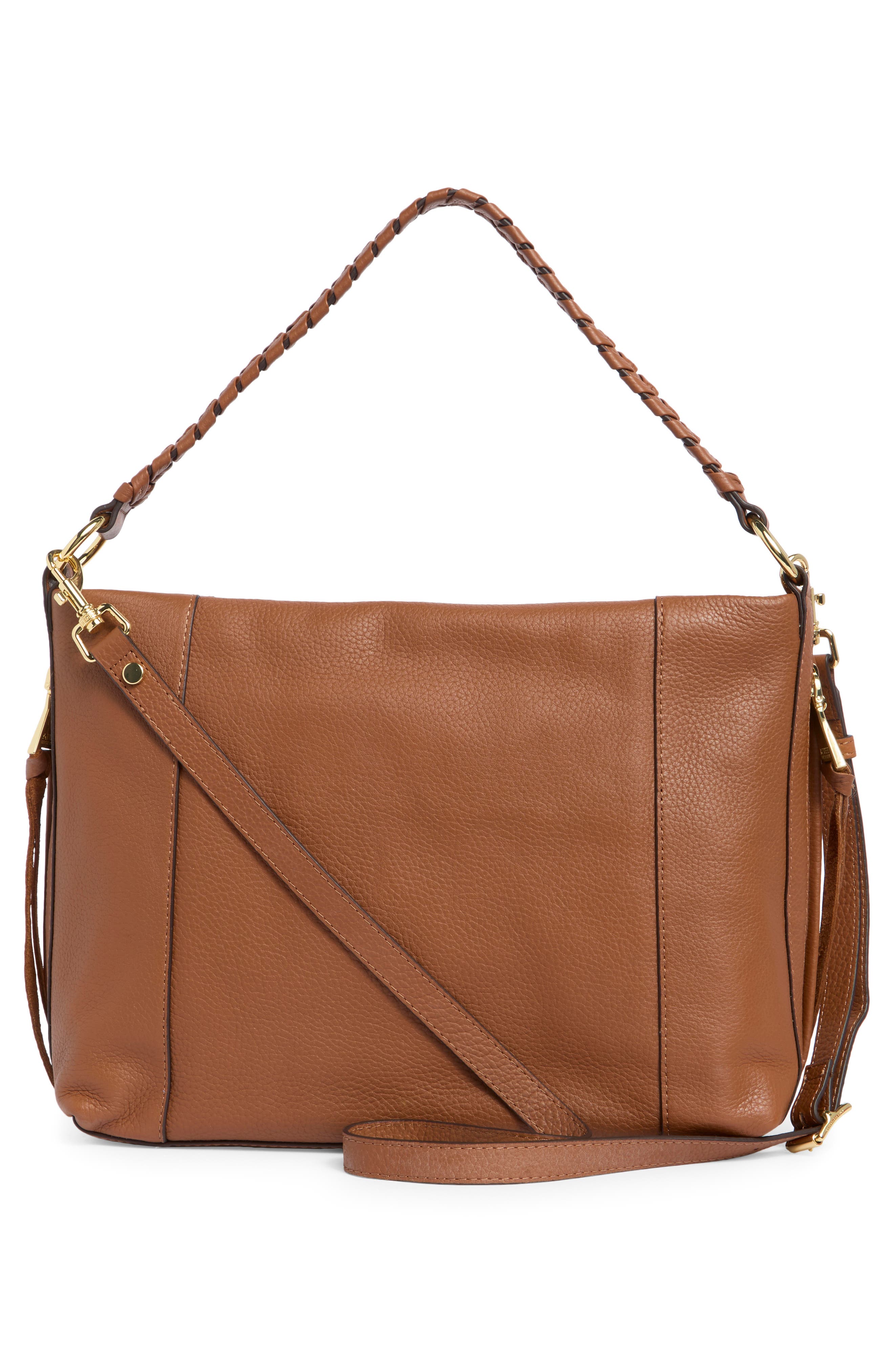 AIMEE Laila Convertible Leather Shoulder Bag, Alternate, color, Chestnut