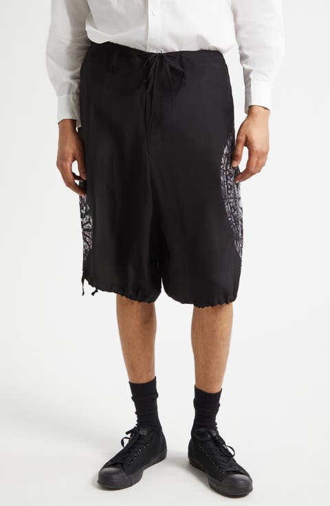 Asymmetric Print Silk Shorts