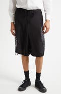 Yohji Yamamoto Asymmetric Print Silk Shorts
