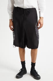 Yohji Yamamoto Asymmetric Print Silk Shorts