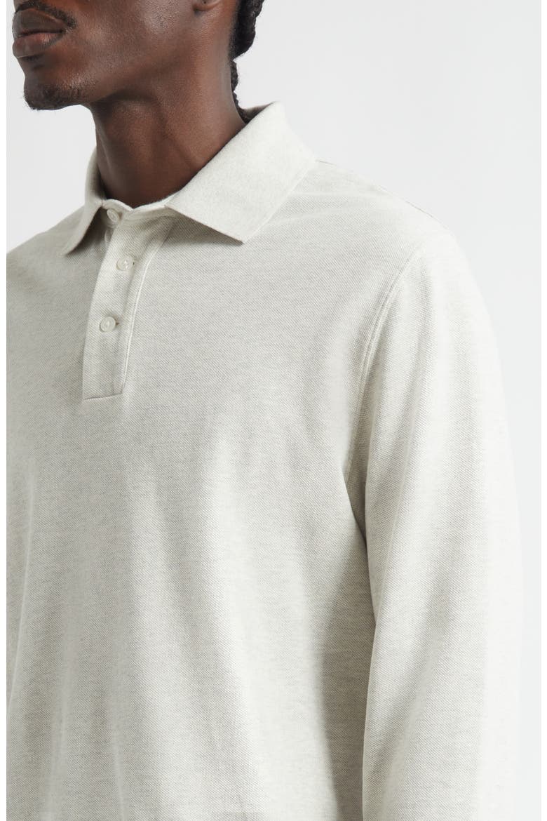 Long Sleeve Cotton Piqué Polo, Alternate, color, LIGHT HEATHER
