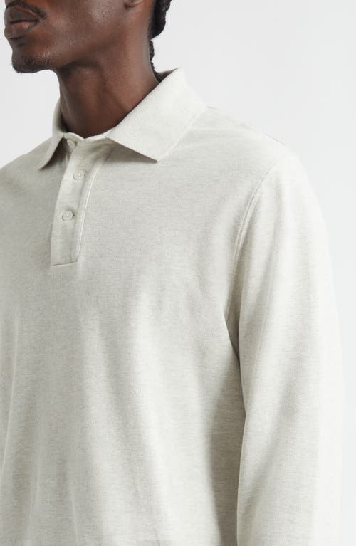 Noah Long Sleeve Cotton Piqué Polo In White