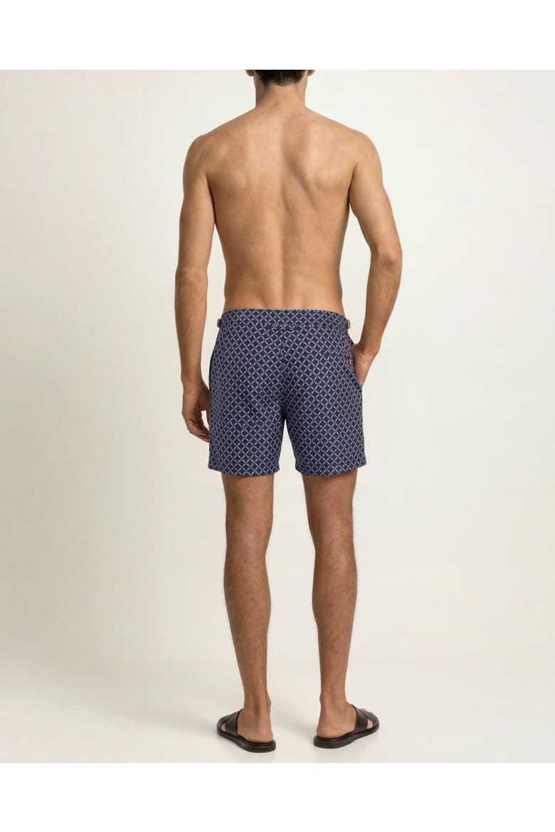 Bulldog Mid-Length Jacquard Printed Swim Shorts, Alternate, color, NIGHT IRIS/WHITE SAND