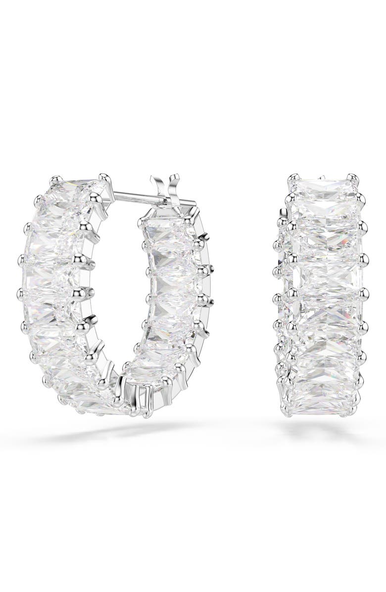 Swarovski Matrix Inside Out Hoop Earrings, Main, color, Rhodium/ White