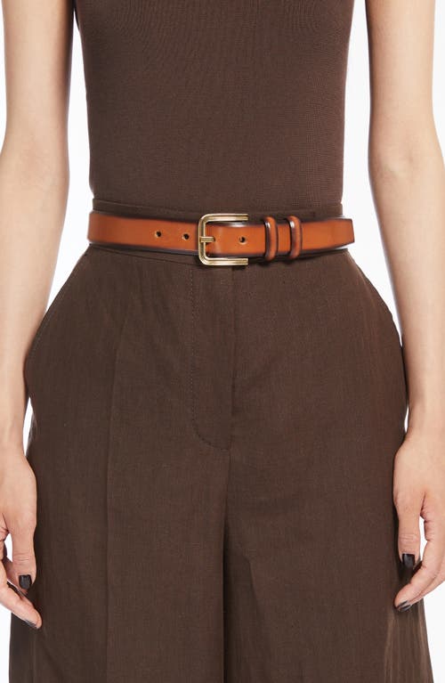 Shop Max Mara Leather Belt In Tobacco