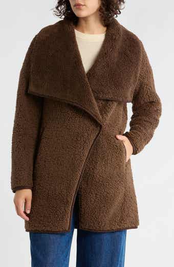 Lucky Brand Envelope Collar Faux Shearling Coat