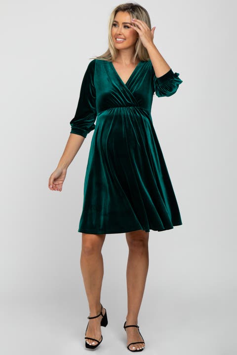 Velvet Wrap Front Babydoll Dress